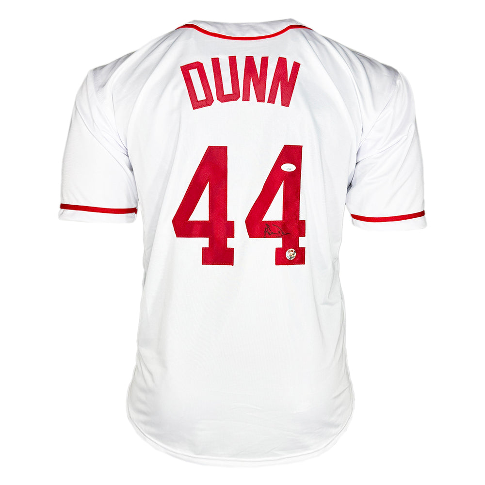 Adam Dunn Signed Cincinnati White Baseball Jersey (JSA)