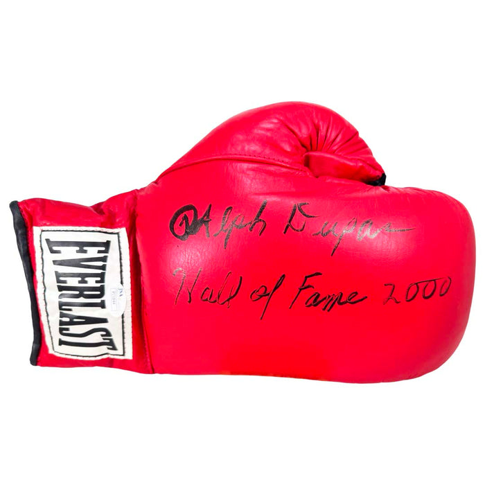 Ralph Dupas Signed Hall of Fame 2000 Inscription Red Boxing Glove (JSA)