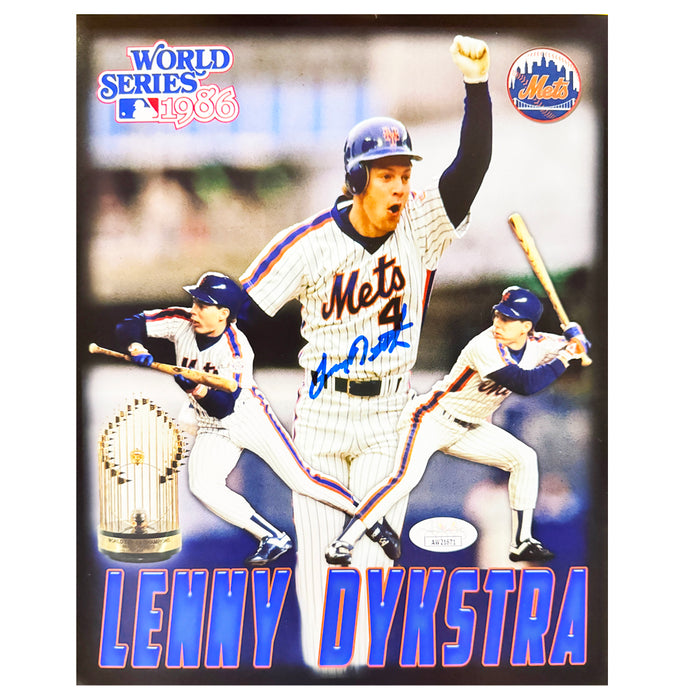 Lenny Dykstra Signed New York Pose 12 Baseball 8x10 Photo (JSA)