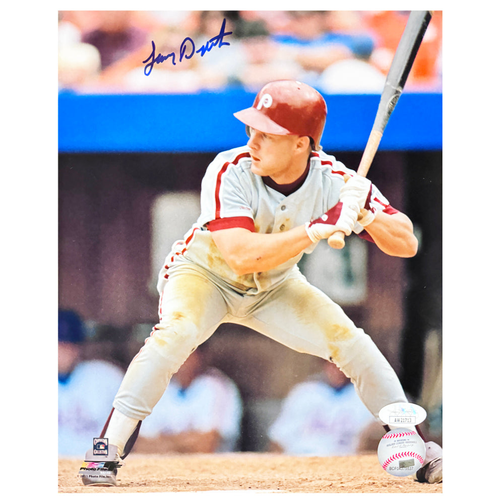 Lenny Dykstra Signed Philadelphia Pose 13 Baseball 8x10 Photo (JSA)