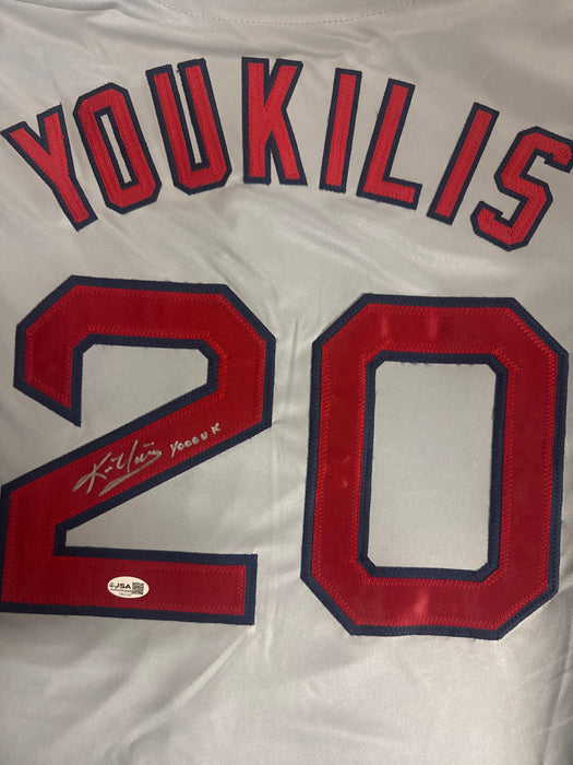 Kevin Youkilis Signed Yooouk Inscription Boston Grey Baseball Jersey (JSA)