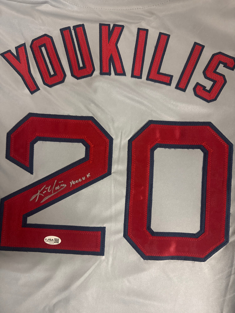 Kevin Youkilis Signed Yooouk Inscription Boston Grey Baseball Jersey (JSA)