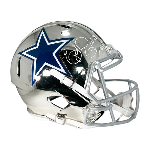Ezekiel Elliott Signed Dallas Cowboys Chrome Speed Full-Size Replica Football Helmet (Beckett)