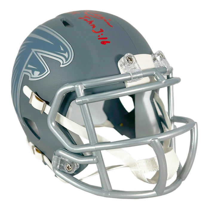 falcons football helmet Kaden Elliss Signed John 3:16 Inscription Atlanta Falcons Slate Altern — RSA