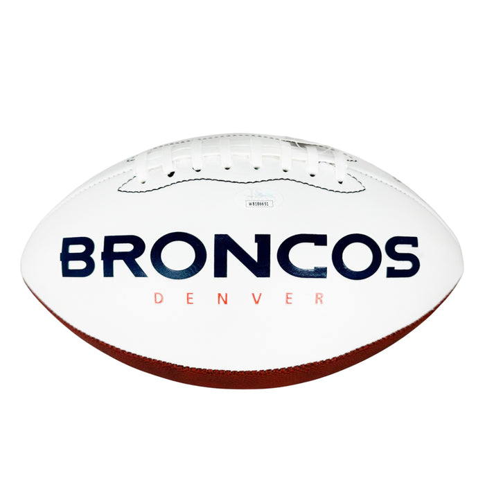 John Elway Signed Denver Broncos Official NFL Team Logo White Football (JSA)