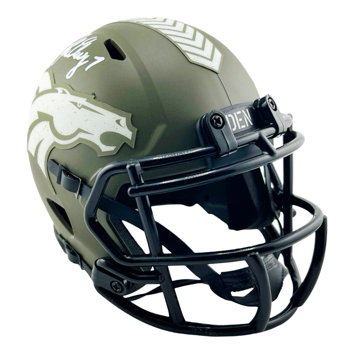 John Elway Signed Denver Broncos Salute to Service Mini Football Helmet (Beckett)