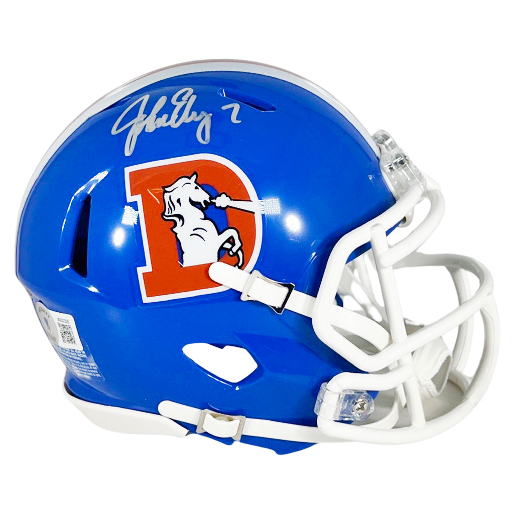 bronco football helmet John Elway Signed Broncos Mini Helmet Throwback 75-96