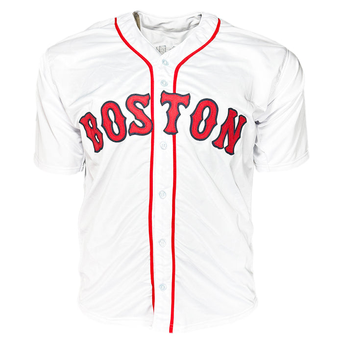 Alan Embree Signed 04 WS Champs Inscription Boston White Baseball Jersey (Beckett)