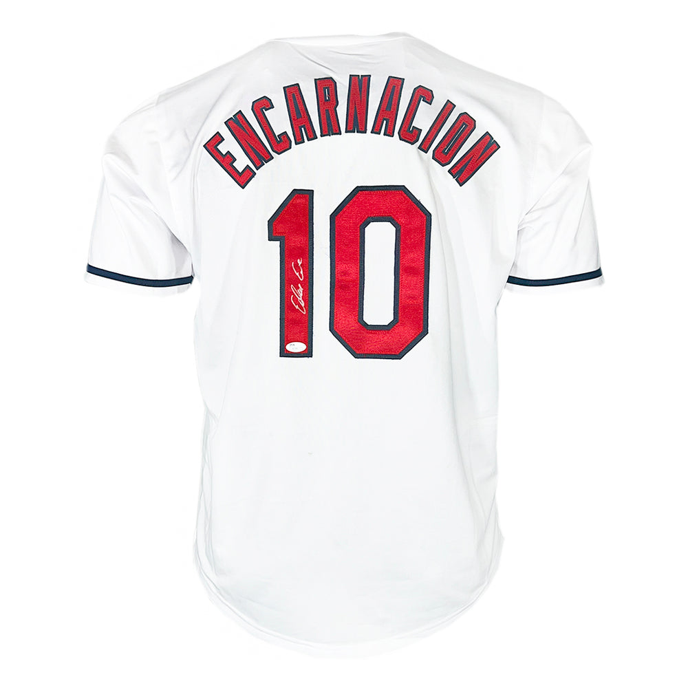 Edwin Encarnacion Signed Cleveland White Baseball Jersey (JSA) — RSA
