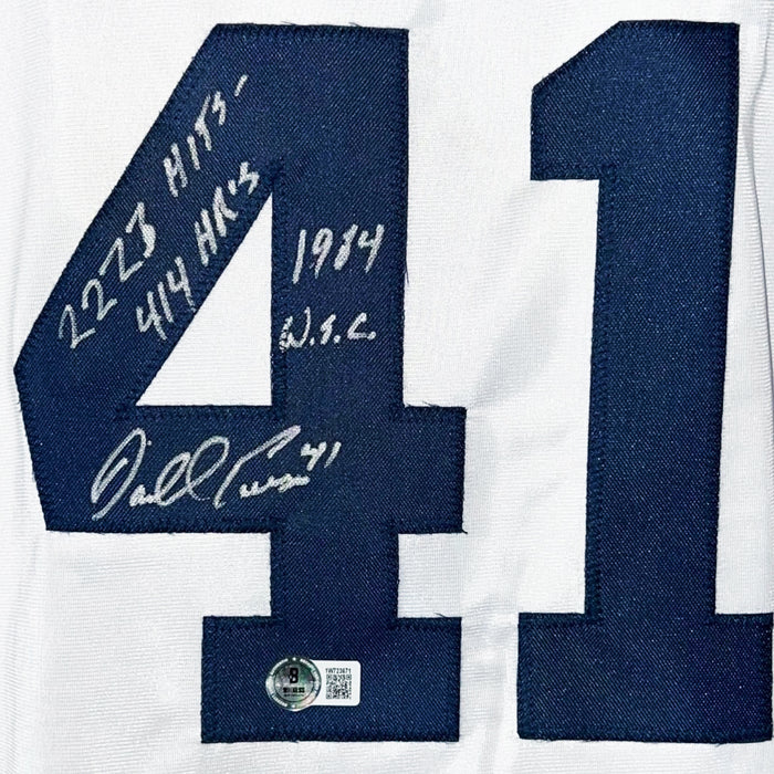 Darrell Evans Signed 2223 Hits 414 HR's 1984 WS Champs Inscription Detroit White Baseball Jersey (Beckett)