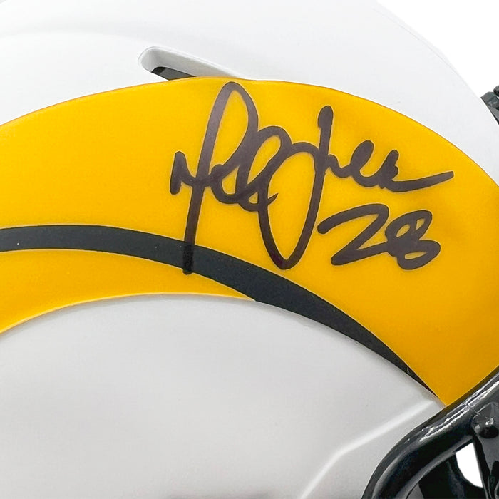 Marshall Faulk Signed HOF 20XI Inscription Los Angeles Rams Lunar Mini Football Helmet (Beckett)