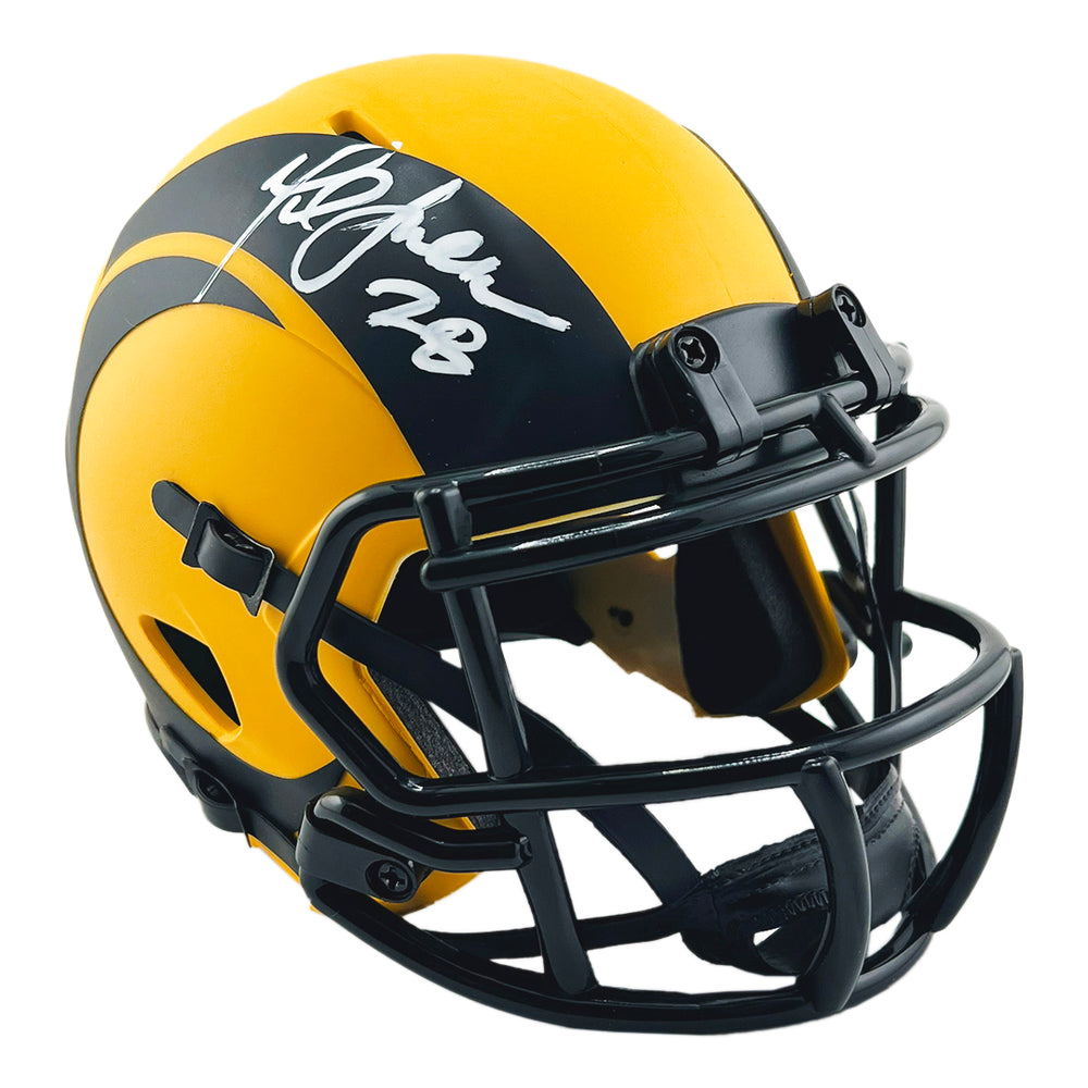Marshall Faulk Signed Los Angeles Rams Rave Mini Football Helmet (Beckett)