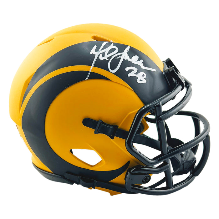 Marshall Faulk Signed Los Angeles Rams Rave Mini Football Helmet (Beckett)