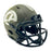 Marshall Faulk Signed HOF 20XI Yellow Ink Inscription Los Angeles Rams Salute to Service Mini Football Helmet (Beckett)