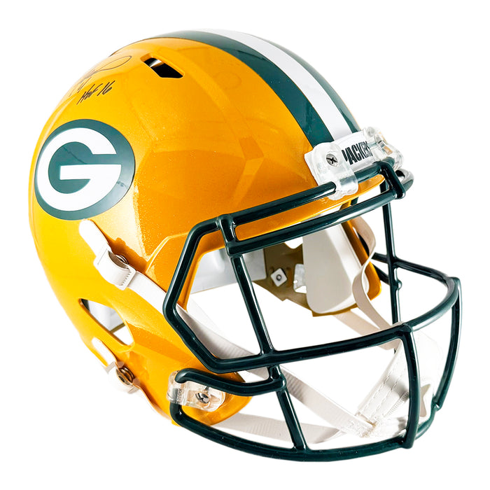 Brett Favre Signed HOF 16 Inscription Green Bay Packers Speed Full-Size Replica Football Helmet (Beckett)