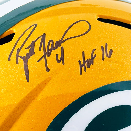 Brett Favre Signed HOF 16 Inscription Green Bay Packers Speed Full-Size Replica Football Helmet (Beckett)