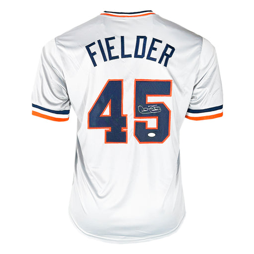Cecil Fielder Signed on #5 Detroit Grey Baseball Jersey (JSA)