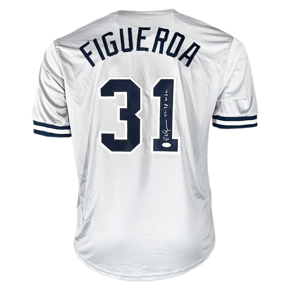 Ed Figueroa Signed 77-78 WSC Inscription New York Grey Baseball Jersey (JSA)