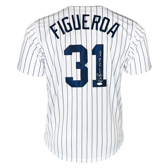 Ed Figueroa Signed 77-78 WSC Inscription New York Pinstripe Baseball Jersey (JSA)