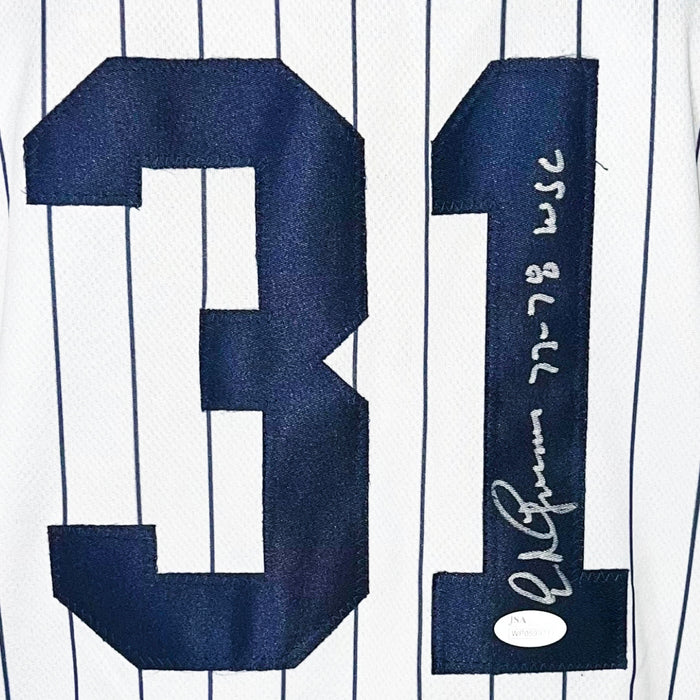 Ed Figueroa Signed 77-78 WSC Inscription New York Pinstripe Baseball Jersey (JSA)