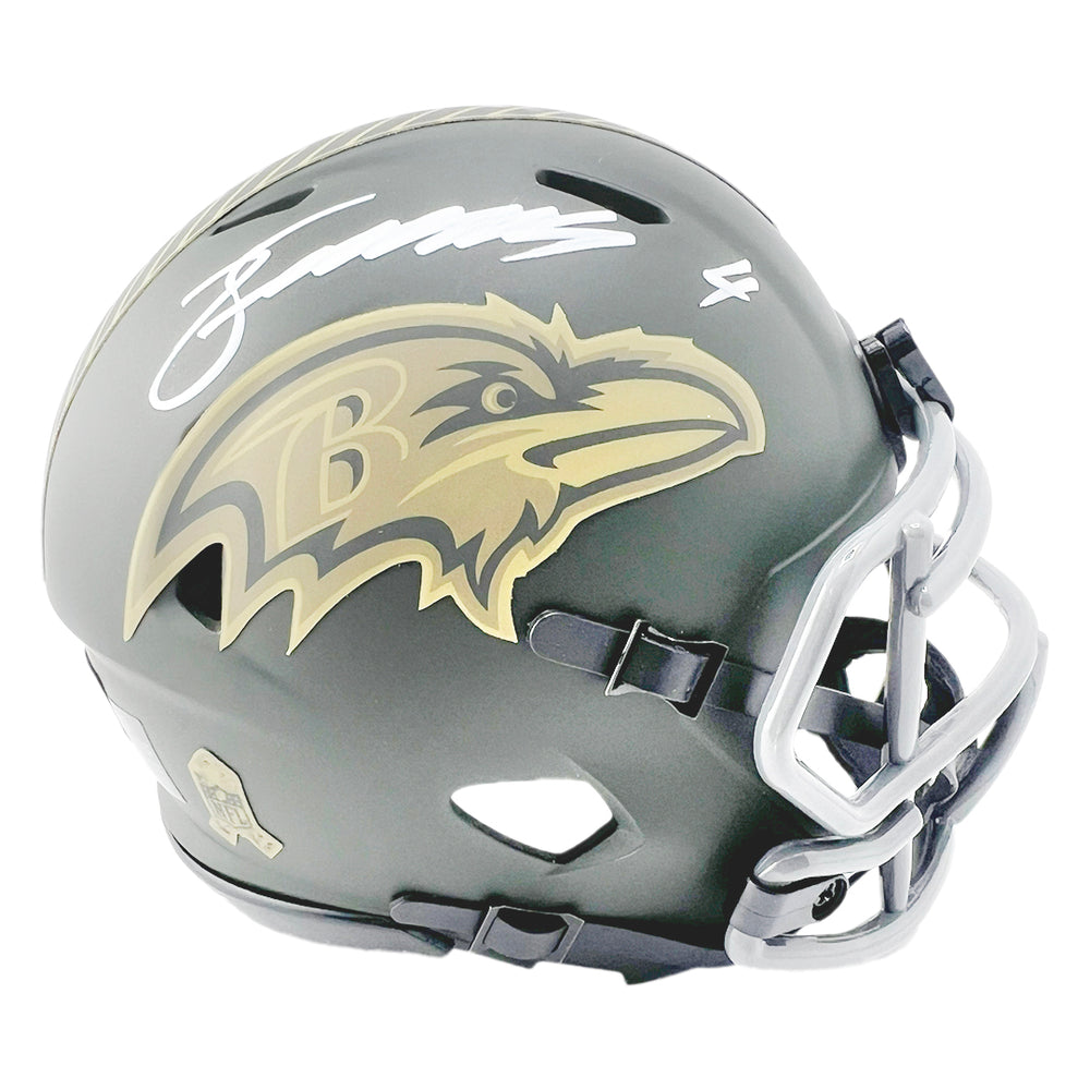 Zay Flowers Signed Baltimore Ravens Salute 2025 Mini Football Helmet (Beckett)