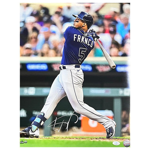 Wander Franco Signed Tampa Bay Follow Through Baseball 16x20 Photo (JSA) - RSA