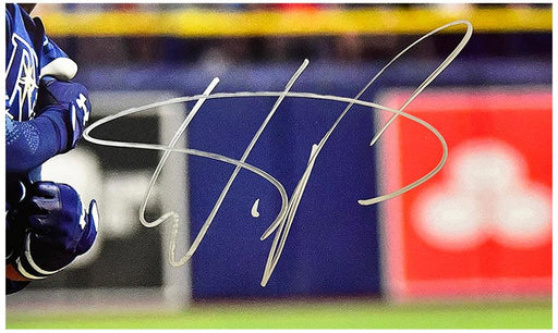 Wander Franco Signed Tampa Bay Rays Running Baseball Photo (JSA) - RSA