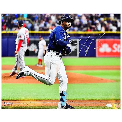 Wander Franco Signed Tampa Bay Rays Running Baseball Photo (JSA) - RSA