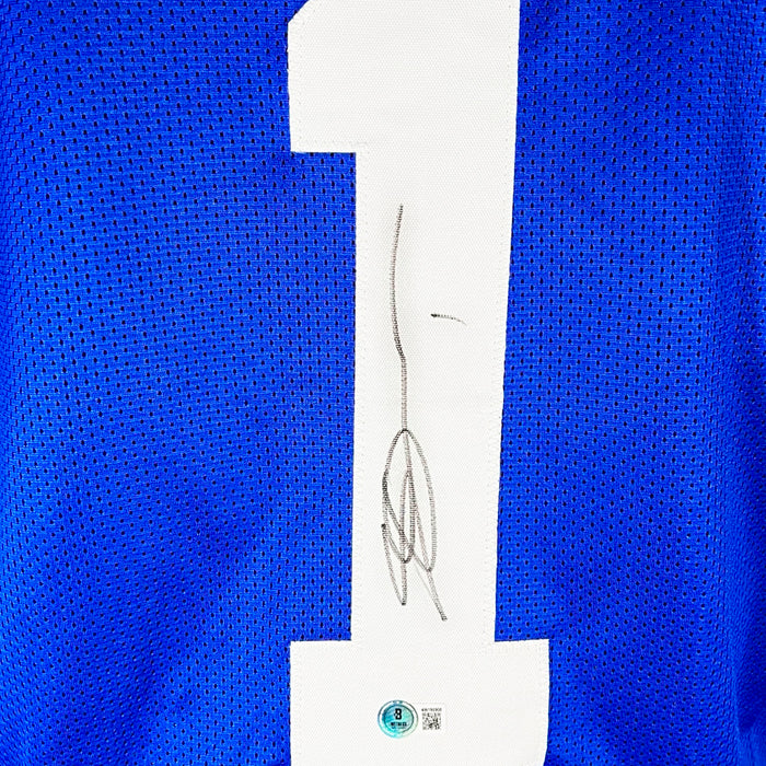 Sauce Gardner Signed Indianapolis Blue Football Jersey (Beckett)