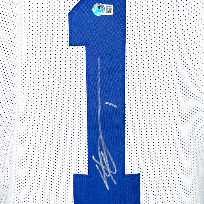 Sauce Gardner Signed Indianapolis White Football Jersey (Beckett)