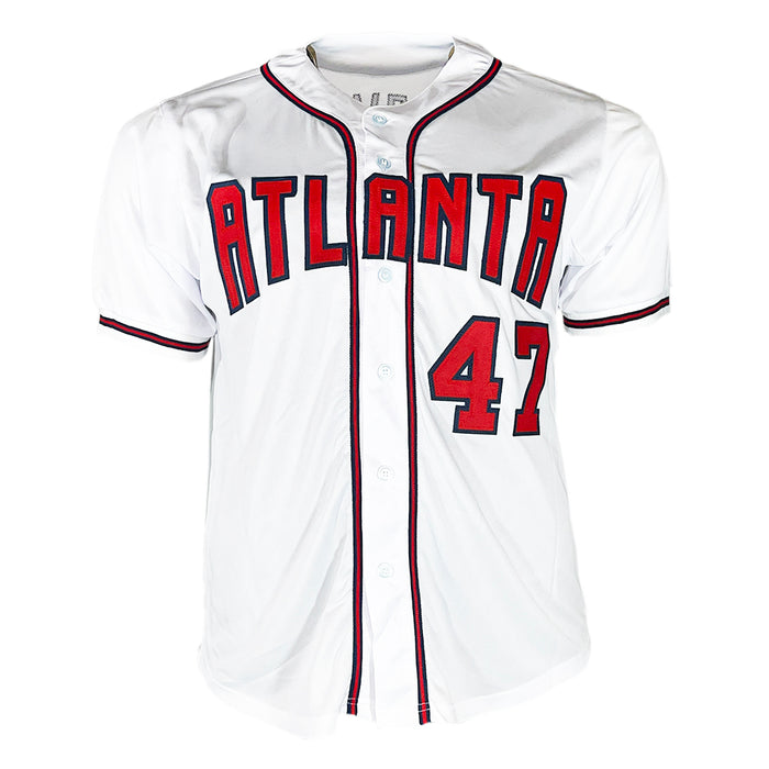 Tom Glavine Signed HOF 14 Inscription Atlanta White Baseball Jersey (JSA)