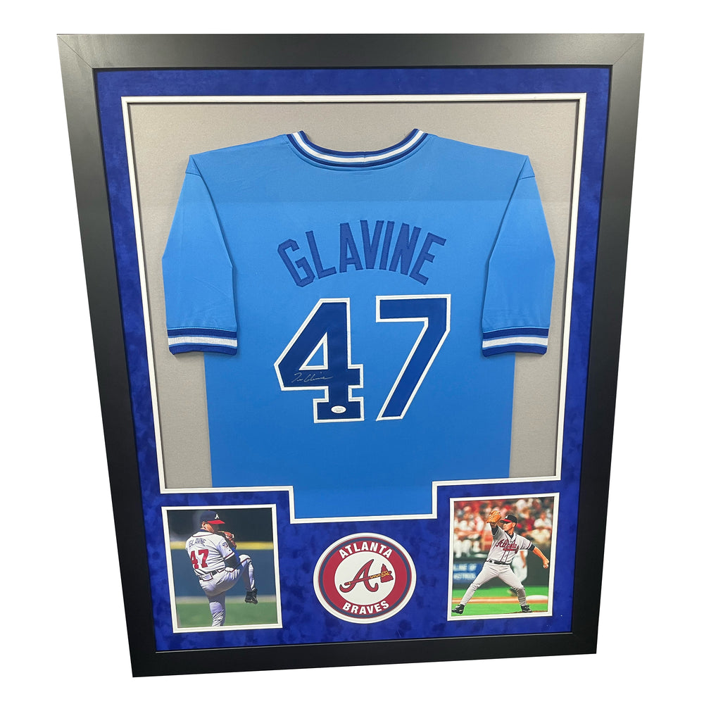 Tom Glavine Signed Atlanta Blue Custom Double-Suede Framed baseball Je — RSA
