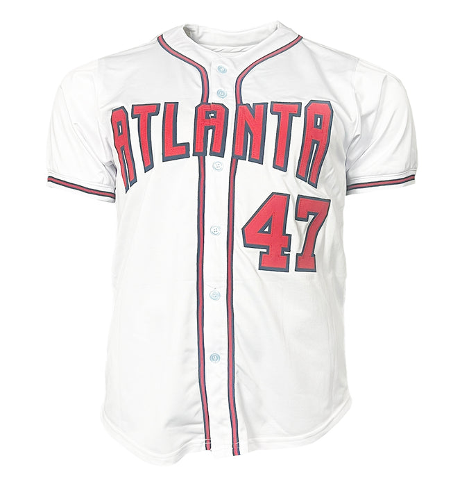 Tom Glavine Signed Atlanta White Red Stats Baseball Jersey (JSA)