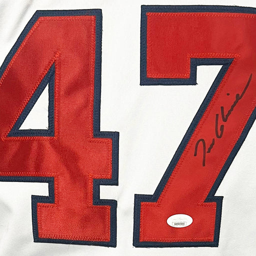 Tom Glavine Signed Atlanta White Red Stats Baseball Jersey (JSA)