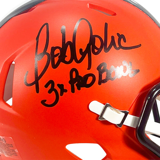Bob Golic Signed 3x Pro Bowl Inscription Cleveland Browns Speed Mini Football Helmet (JSA)