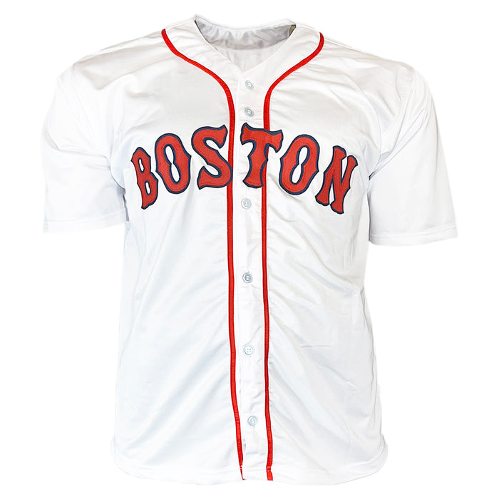 Jonny Gomes Signed 2013 WS Champs, Boston Strong Inscription Boston White Baseball Jersey (Beckett)