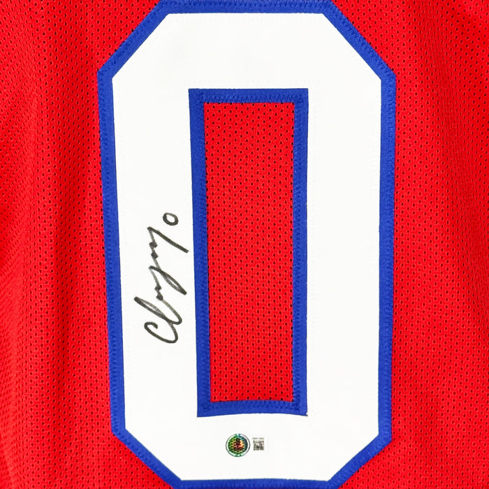 Christian Gonzalez Signed New England Red Football Jersey (Beckett)