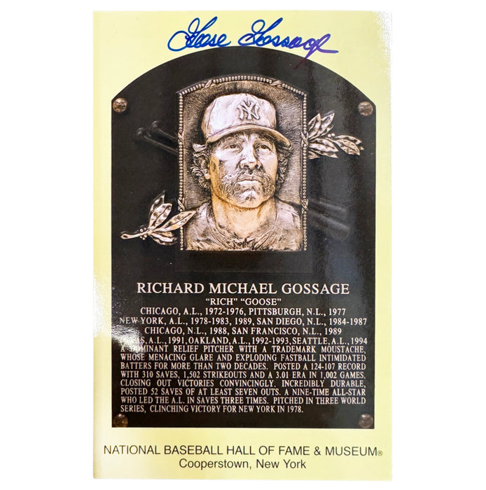 Goose Gossage Signed HOF Plaque Card (JSA)