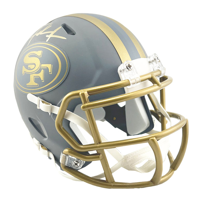 Frank Gore Signed Gold Ink San Francisco 49ers Slate Alternate Speed Mini Football Helmet (Beckett)
