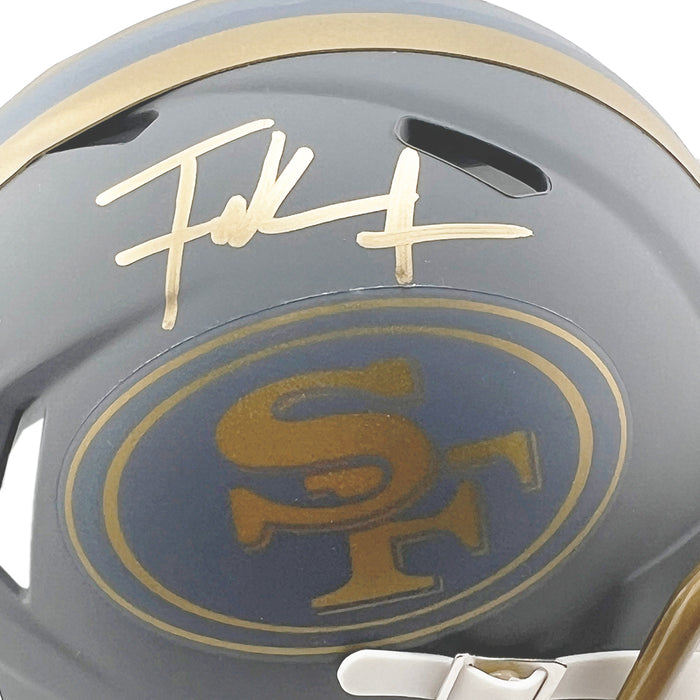 Frank Gore Signed Gold Ink San Francisco 49ers Slate Alternate Speed Mini Football Helmet (Beckett)