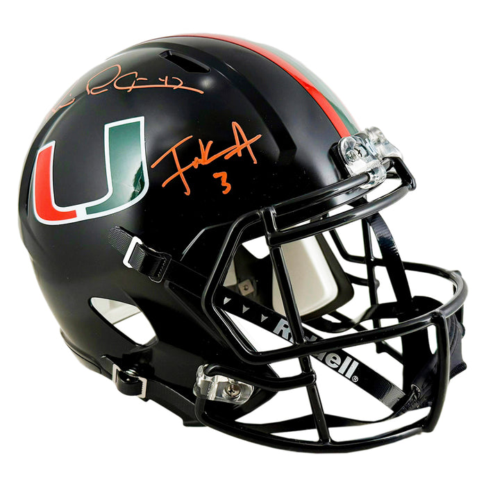 Michael Irvin and Frank Gore Signed Miami Hurricanes Speed Full-Size Replica Football Helmet (Beckett)
