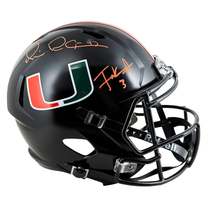 Michael Irvin and Frank Gore Signed Miami Hurricanes Speed Full-Size Replica Football Helmet (Beckett)