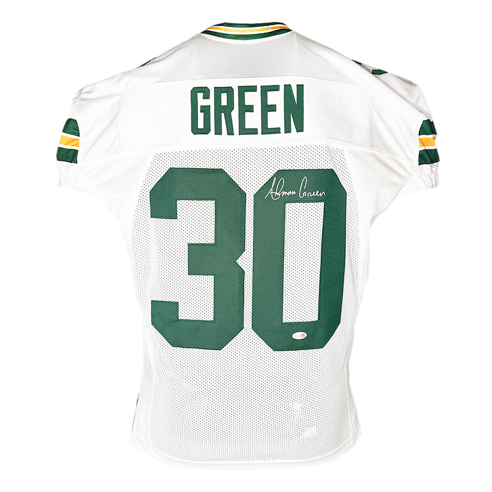 Ahman Green Signed Green Bay White Game Style Football Jersey (JSA)