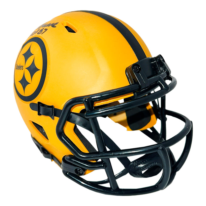 Joe Greene Signed HOF 87 Inscription Pittsburgh Steelers Rave Mini Football Helmet (Beckett)
