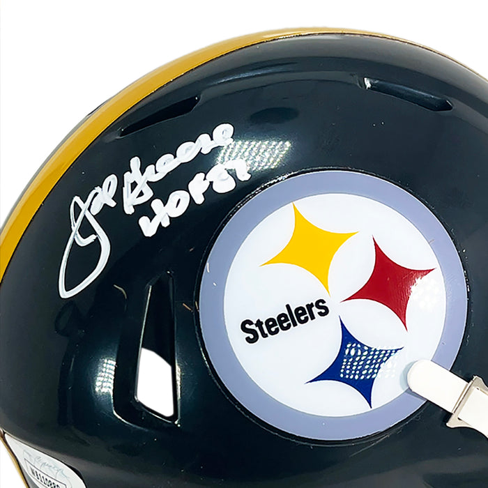 Joe Greene Signed HOF 87 Inscription Pittsburgh Steelers Speed Mini Football Helmet (JSA)