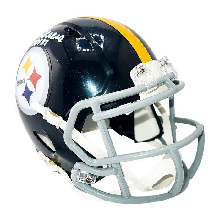 Joe Greene Signed HOF 87 Inscription Pittsburgh Steelers Throwback 63-76 Speed Mini Football Helmet (Beckett)