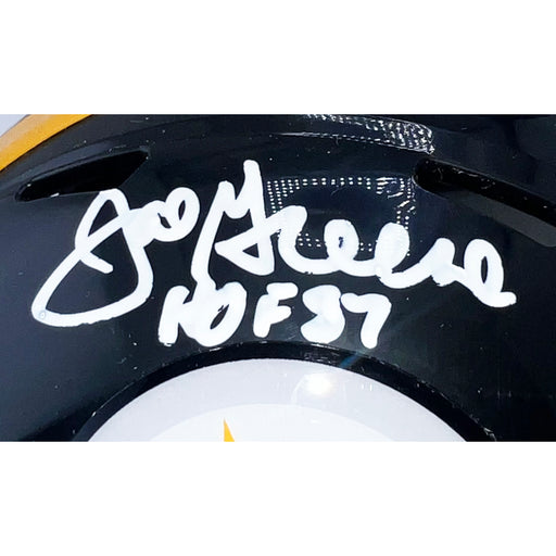 Joe Greene Signed HOF 87 Inscription Pittsburgh Steelers Throwback 63-76 Speed Mini Football Helmet (Beckett)