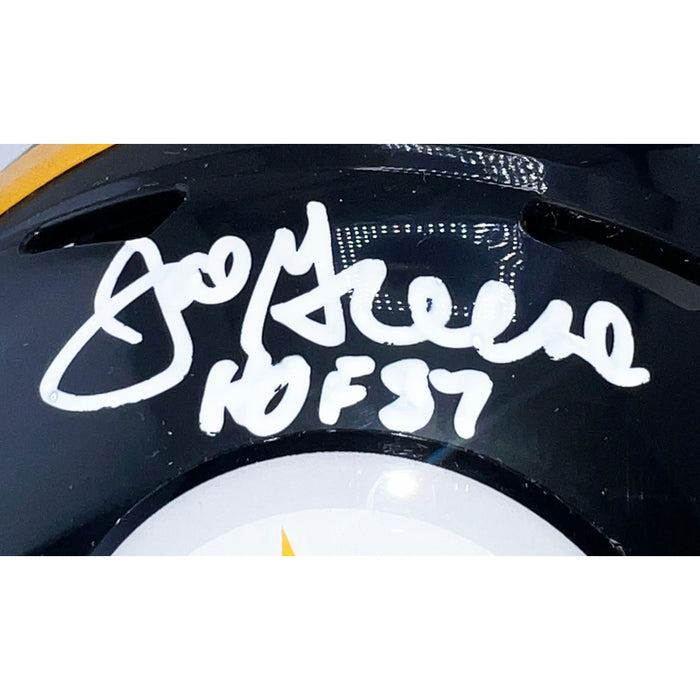 Joe Greene Signed HOF 87 Inscription Pittsburgh Steelers Throwback 63-76 Speed Mini Football Helmet (Beckett)