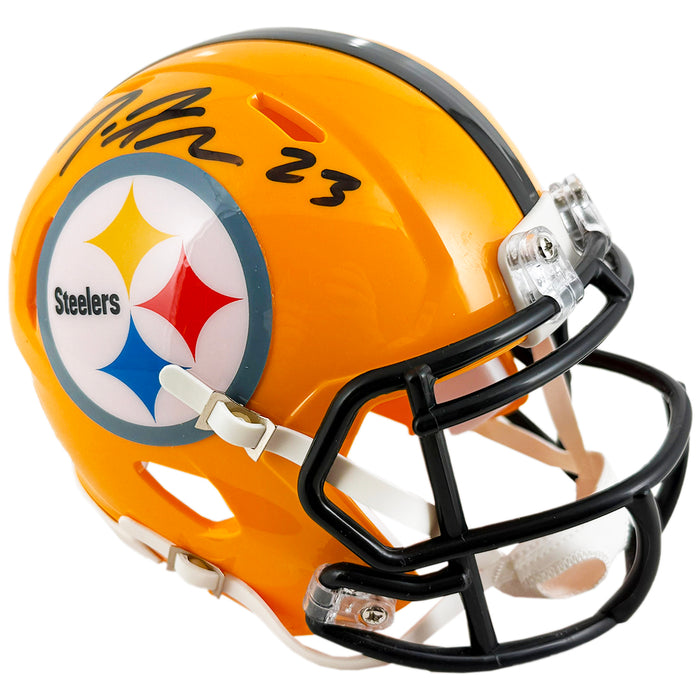 Joe Haden Signed Pittsburgh Steelers Throwback Gold Speed Mini Football Helmet (JSA)