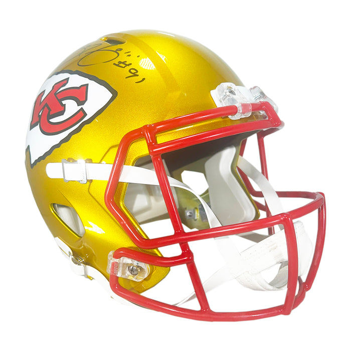 Tamba Hali Signed Kansas City Chiefs Flash Full-Size Replica Football Helmet (Beckett)